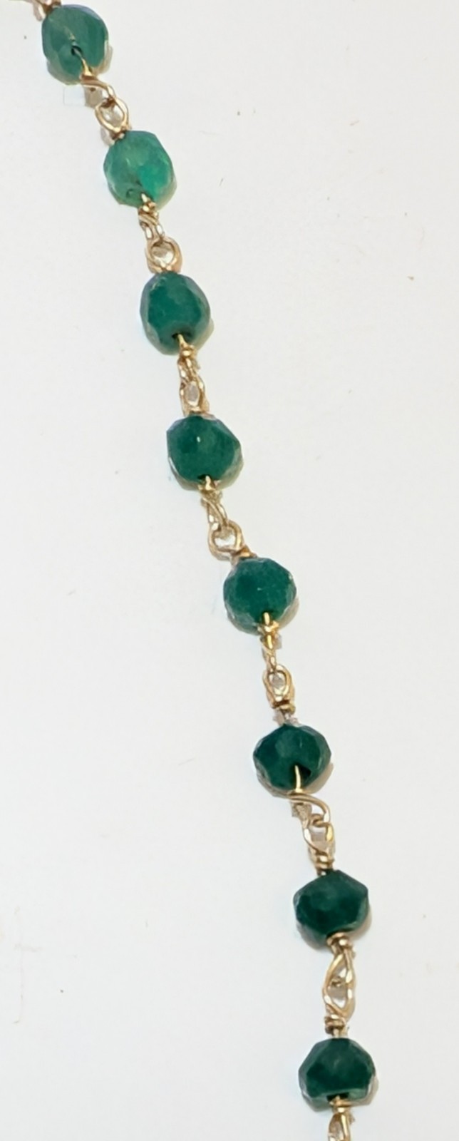 Antique 14K Gold Filled Childs Green Stone Beaded Necklace 12 1/4″