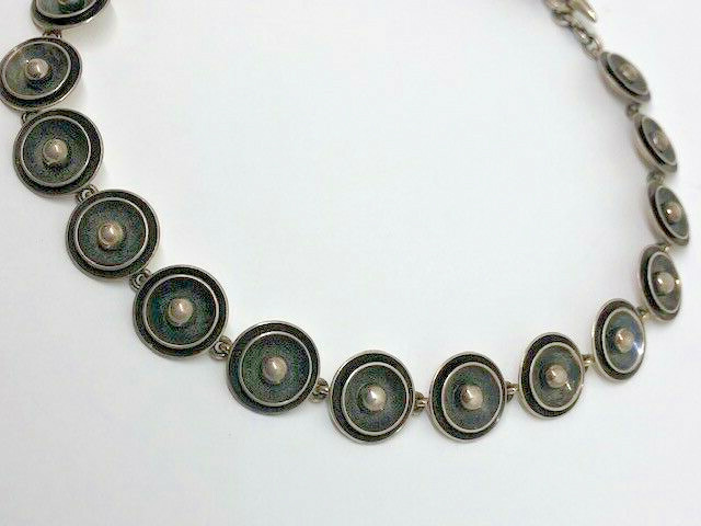 Vintage~Neils Erik FROM~ Modernist Denmark Sterling Beadwork Necklace 15″ / #798