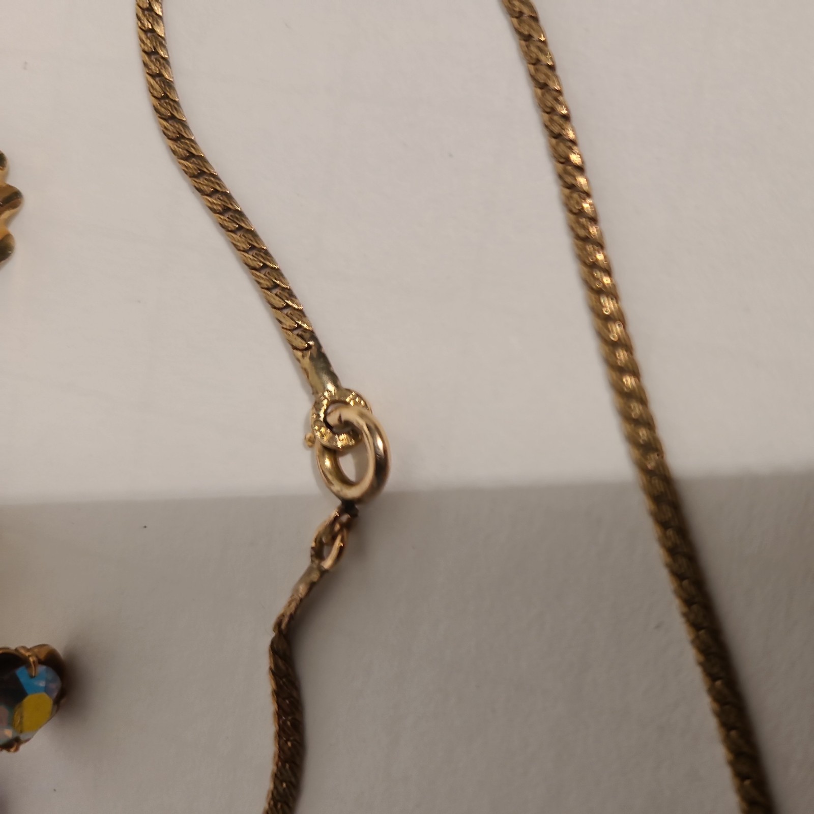 Vintage 14K GF Earrings, 12K GF Chain, Rolled Gold AB Earrings, 12K GF Brooch