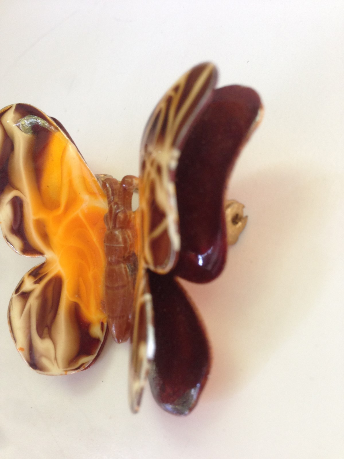 VINTAGE JEWELRY WESTERN GERMANY brown fall colors ENAMEL BUTTERFLY BROOCH PIN