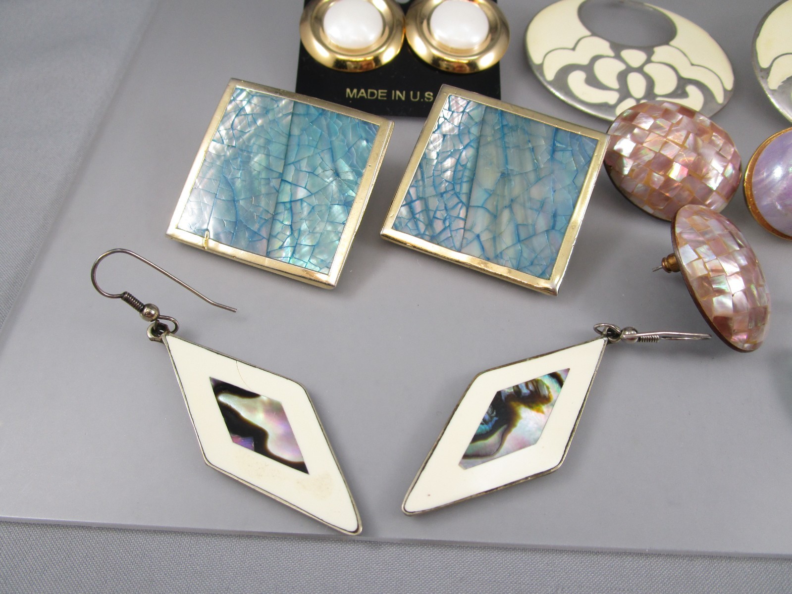 Vtg Mod Retro Varying Colors & Multi Styles LOT of 7 Post Pierced Earrings 151V