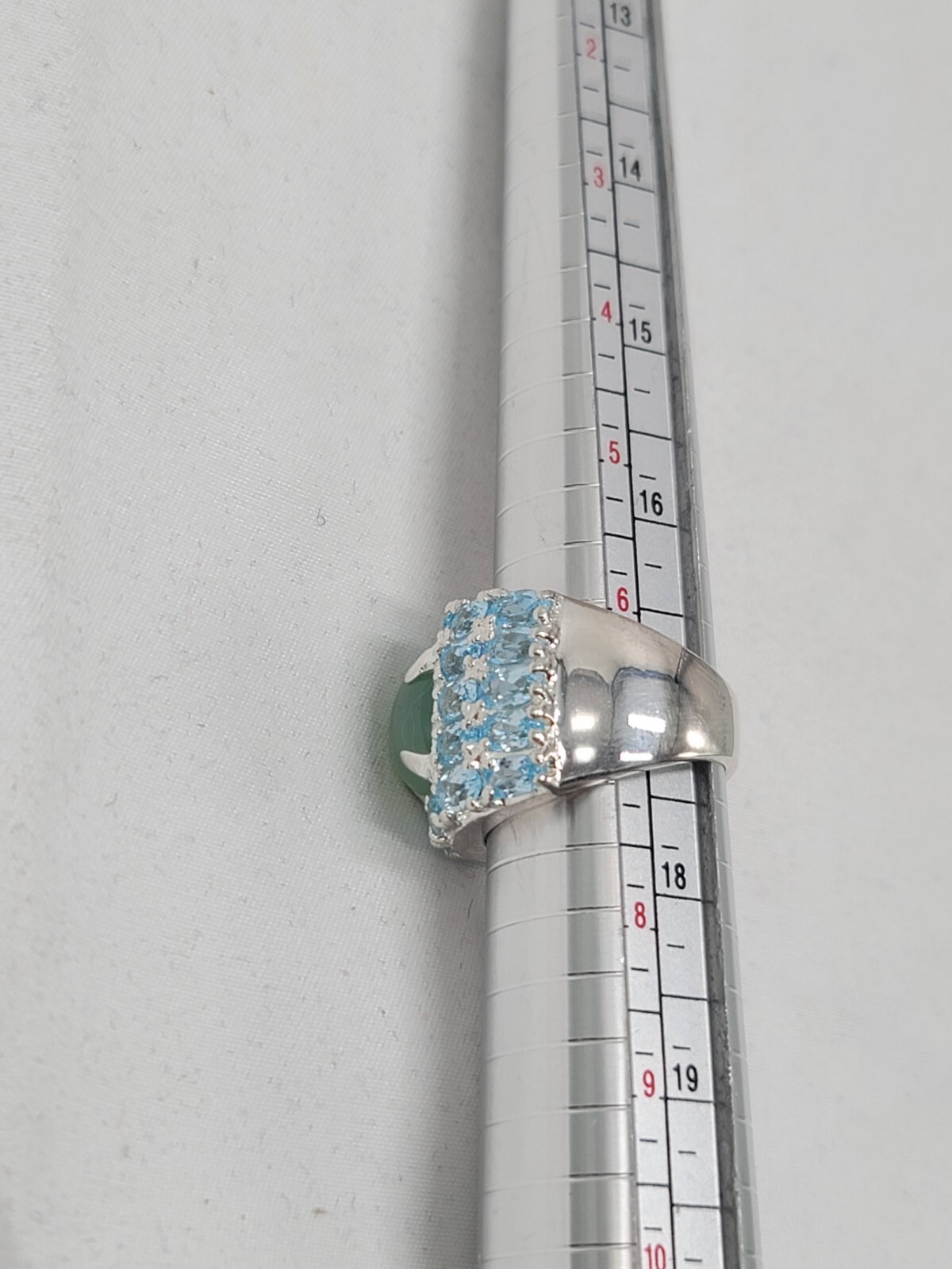 Chalcedony Blue Topaz Ring Size 7 Statement 925 Sterling Silver New In Box HSN