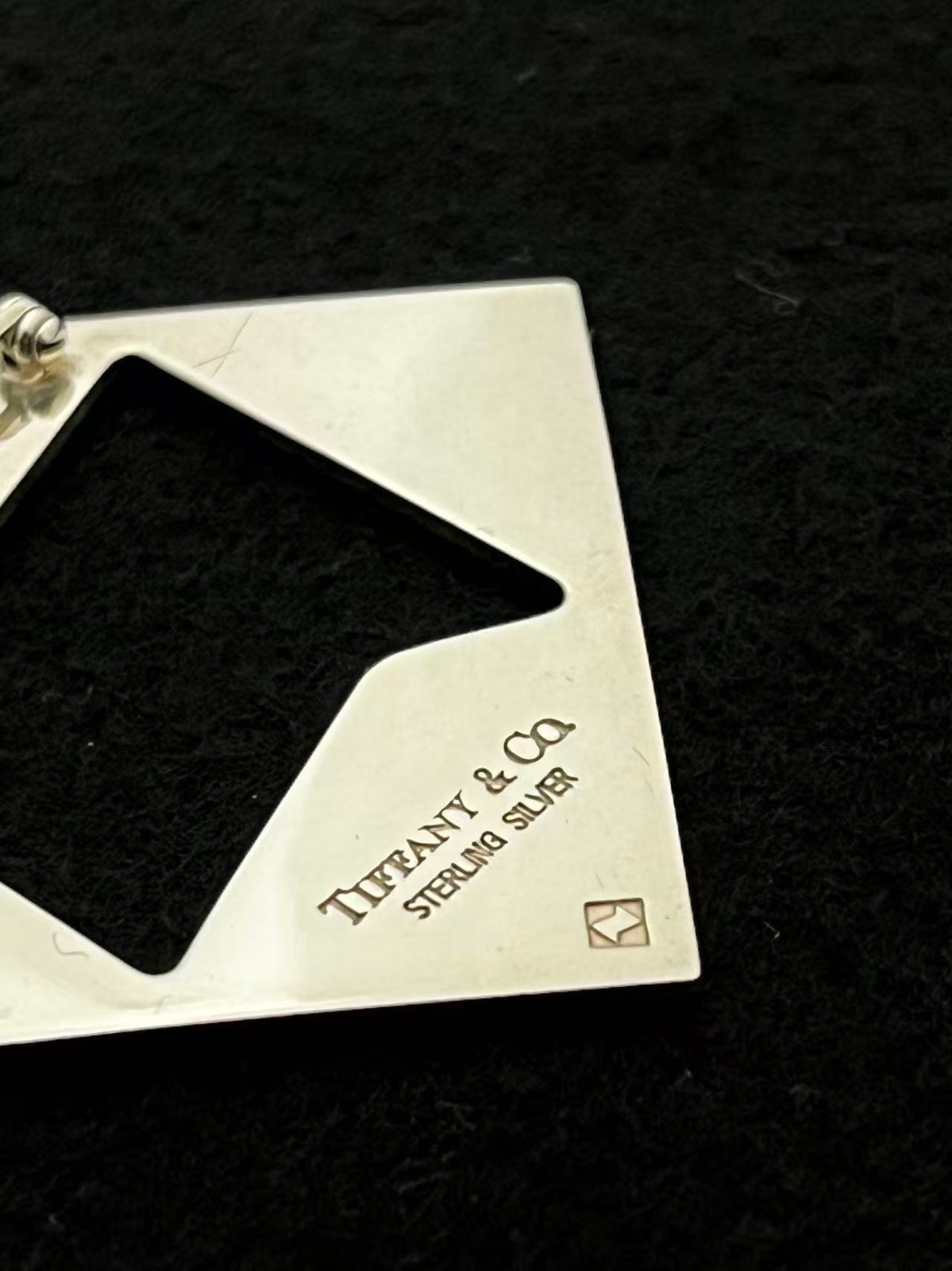 Tiffany & Co. Sterling Silver Square Brooch Pin Pendant Top 39mm SV925 No Pouch