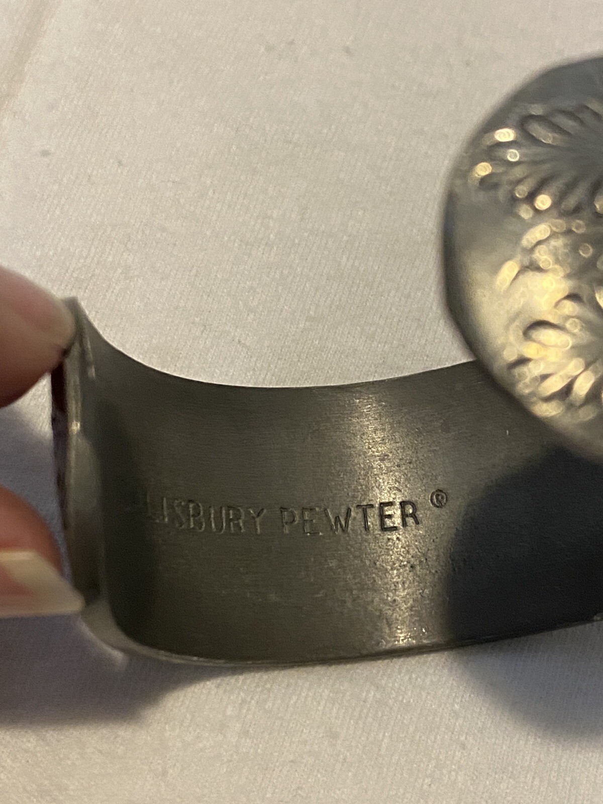 Vintage Salisbury Pewter Cuff Bracelet September Aster Birth Flower
