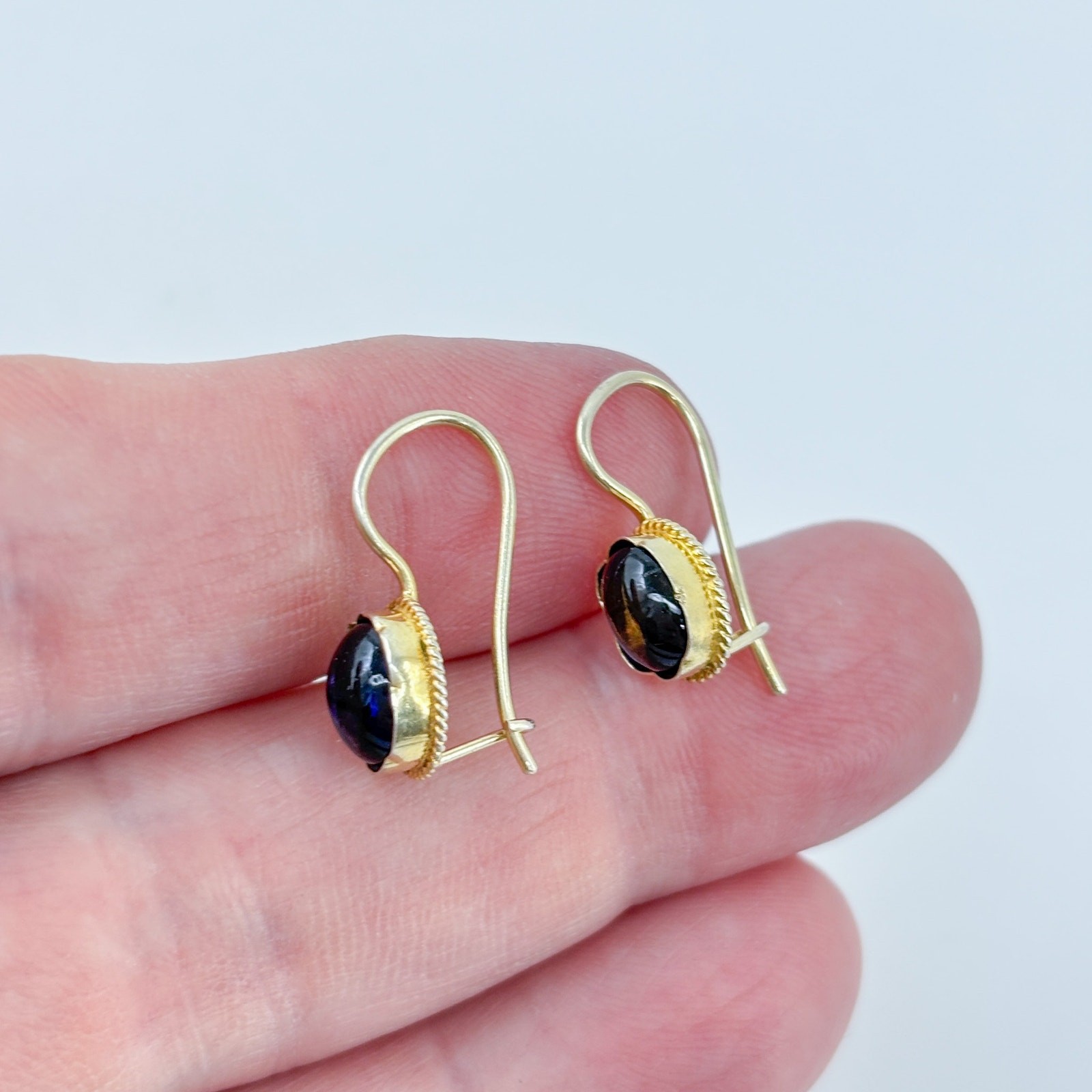 Vintage Gold-Tone Sterling Silver 925 Purple Glass Drop Earrings