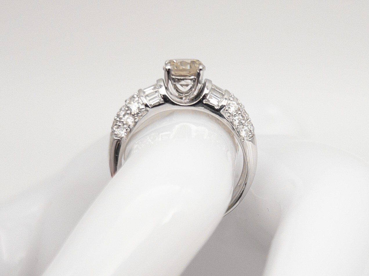 Estate $7000 2.25ct Natural Champagne Diamond 14k White Gold Wedding Ring Band