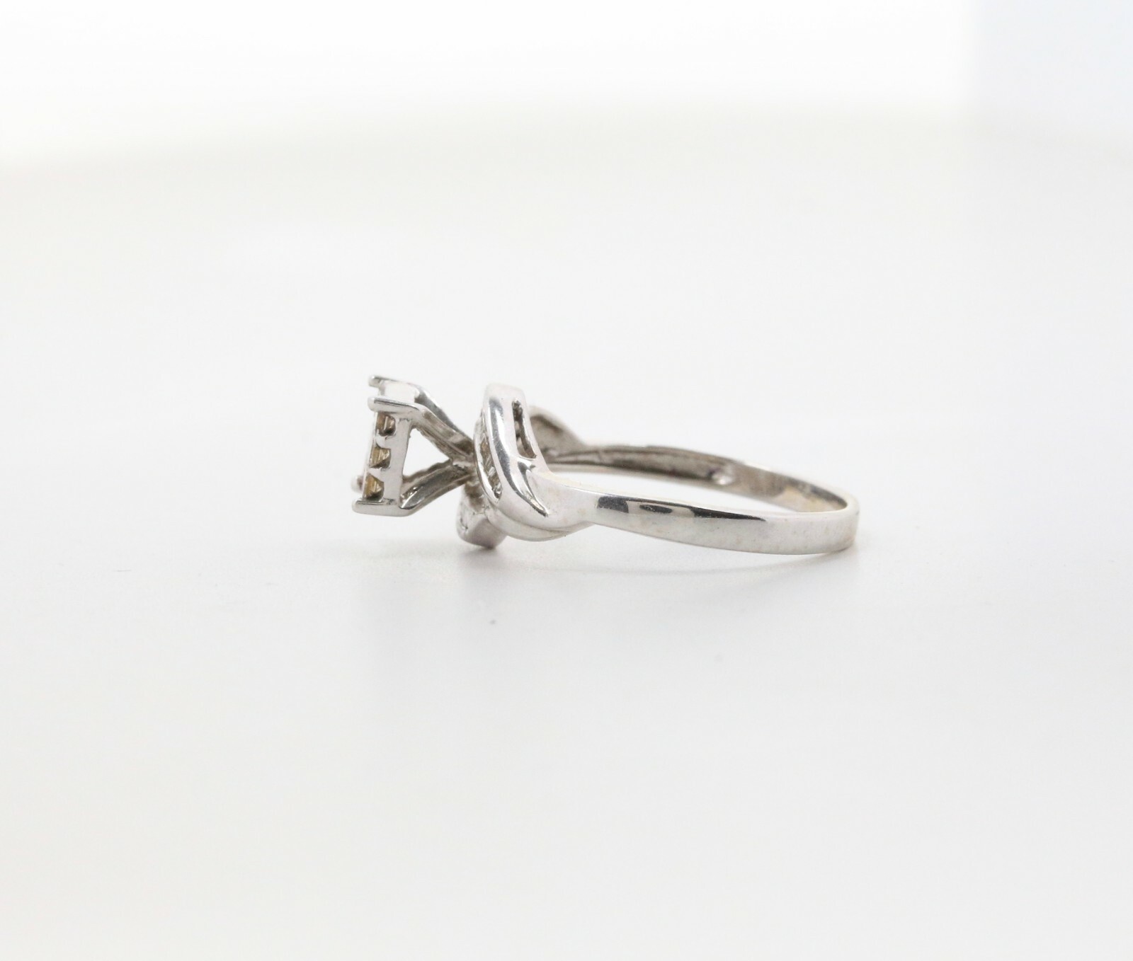 Champagne Colored Diamond Square 14K White Gold Engagement Ring