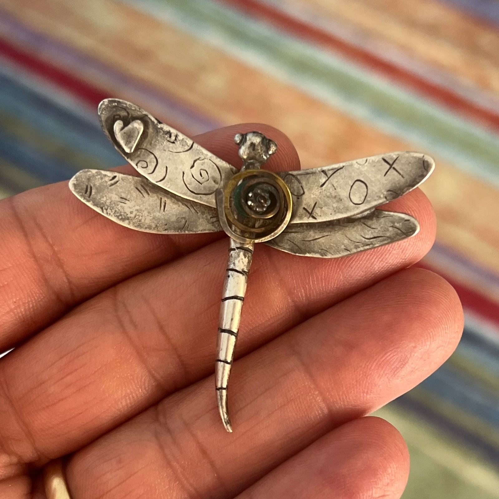 Modernist A. Klein Sterling Silver Dragonfly Brooch / Pin Art