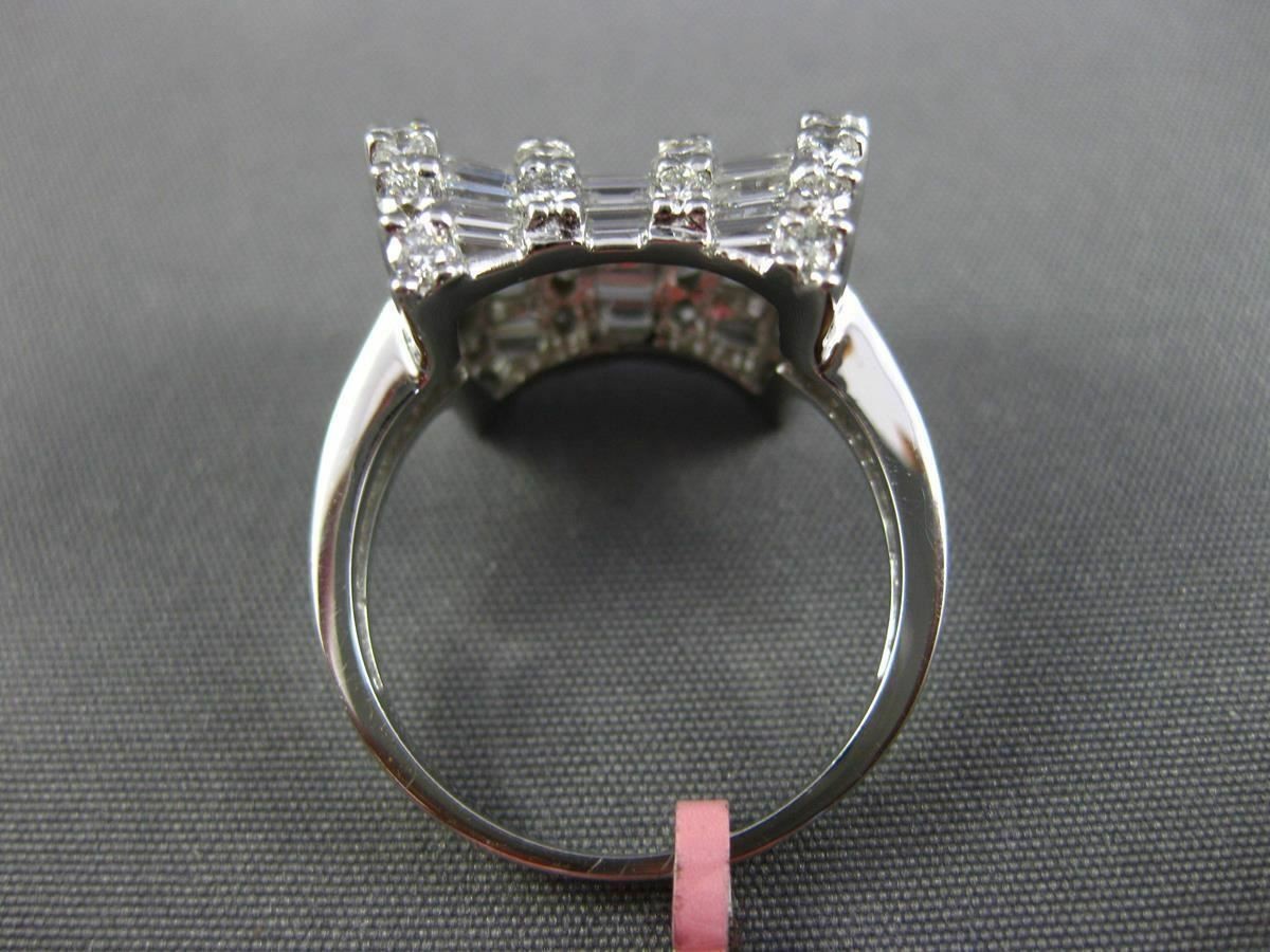 ESTATE 2.14CT ROUND & BAGUTTE DIAMOND 18KT WHITE GOLD 3D BOW FUN RING F/G VVS VS