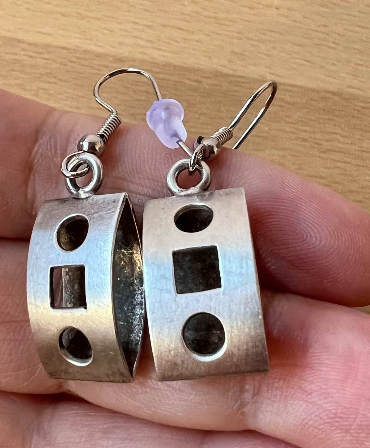 VINTAGE DESIGNER FORBES 925 STERLING SLVER GEOMETRIC DANGLE DROP EARRINGS UNIQUE
