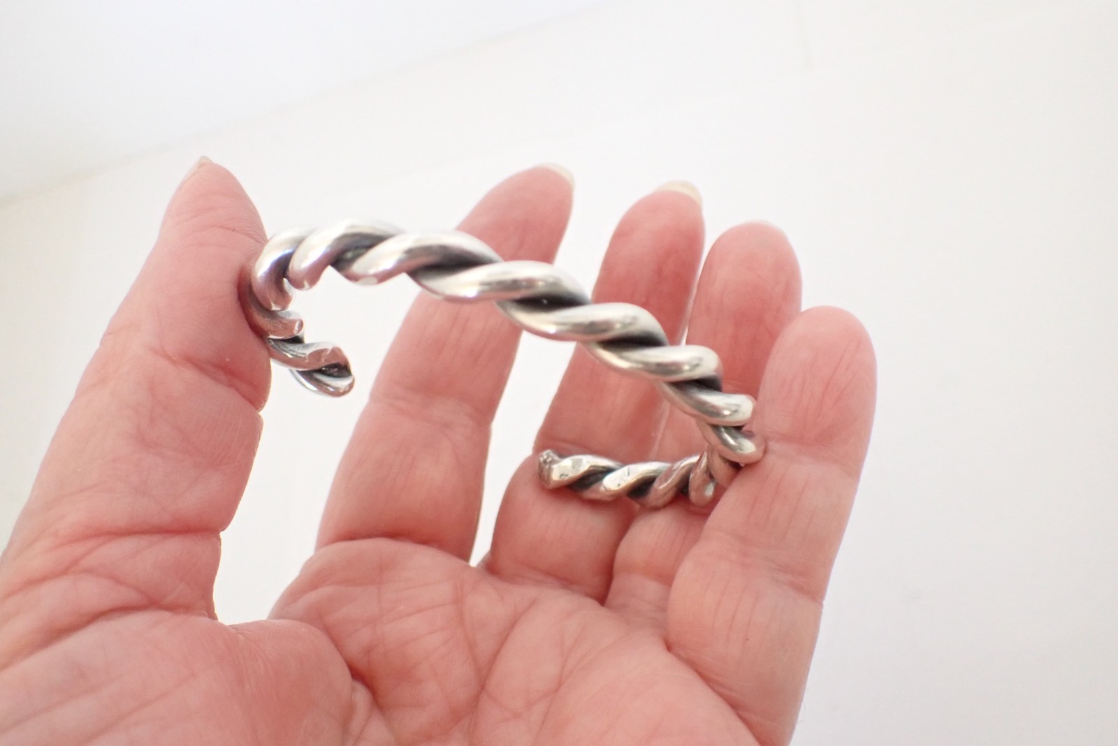 Vintage Sterling Silver Braided Twisted Cuff Bracelet 35 Grams