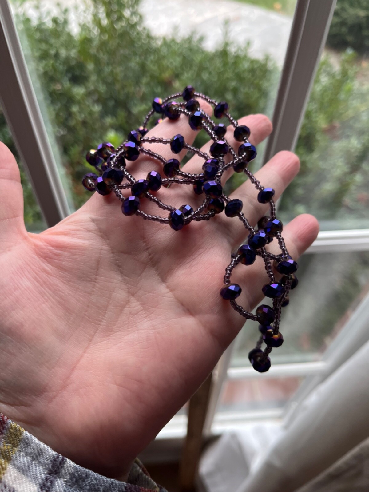 Purple Beaded Necklace 23.5 “