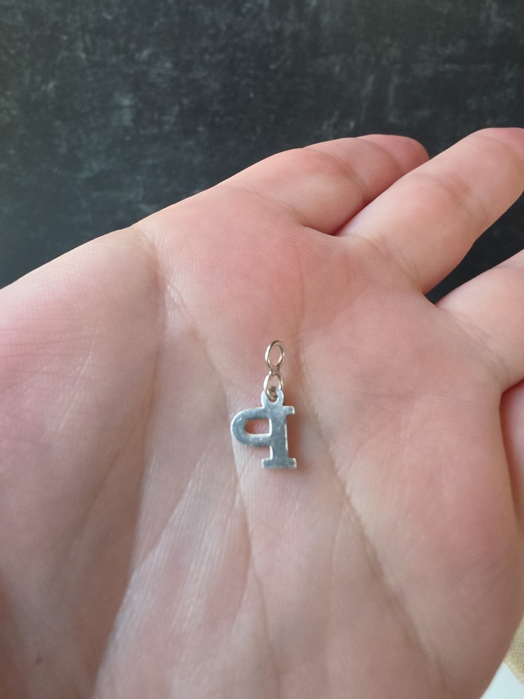 925 Sterling Silver Letter P Shaped Pendant/Charm Vintage