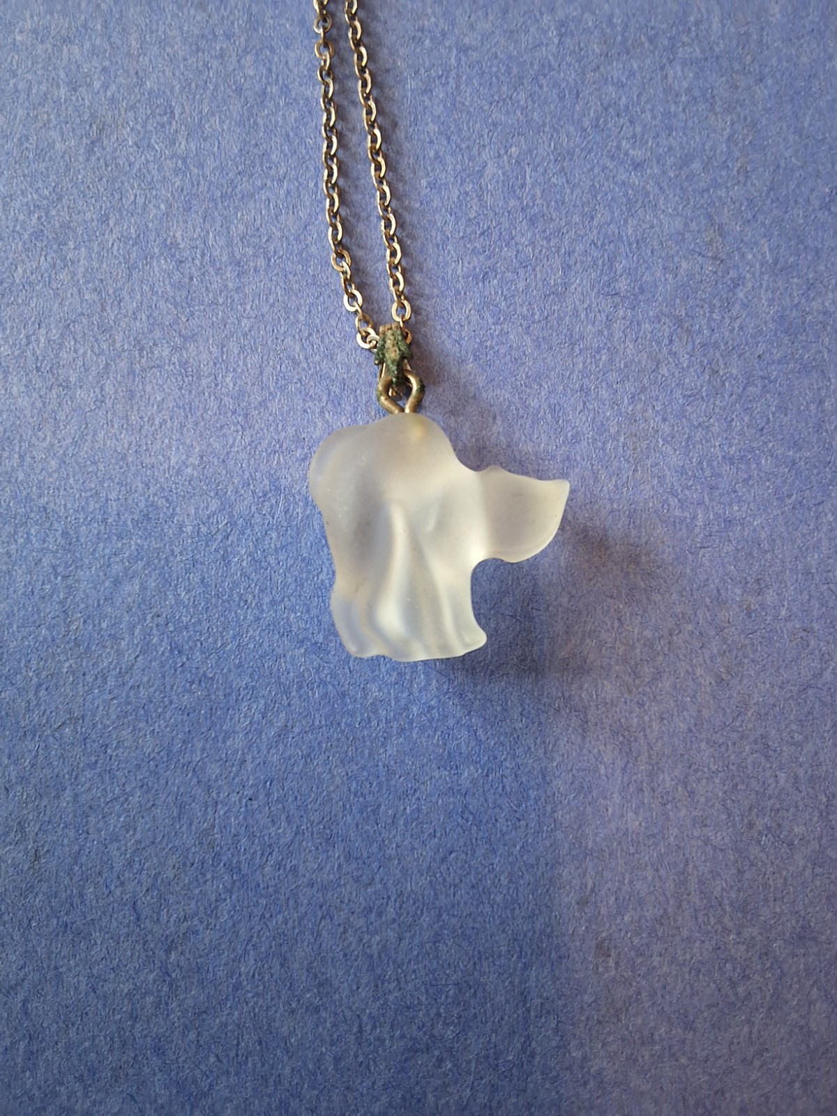 Vintage Frosted Glass Cat Pendant Necklace
