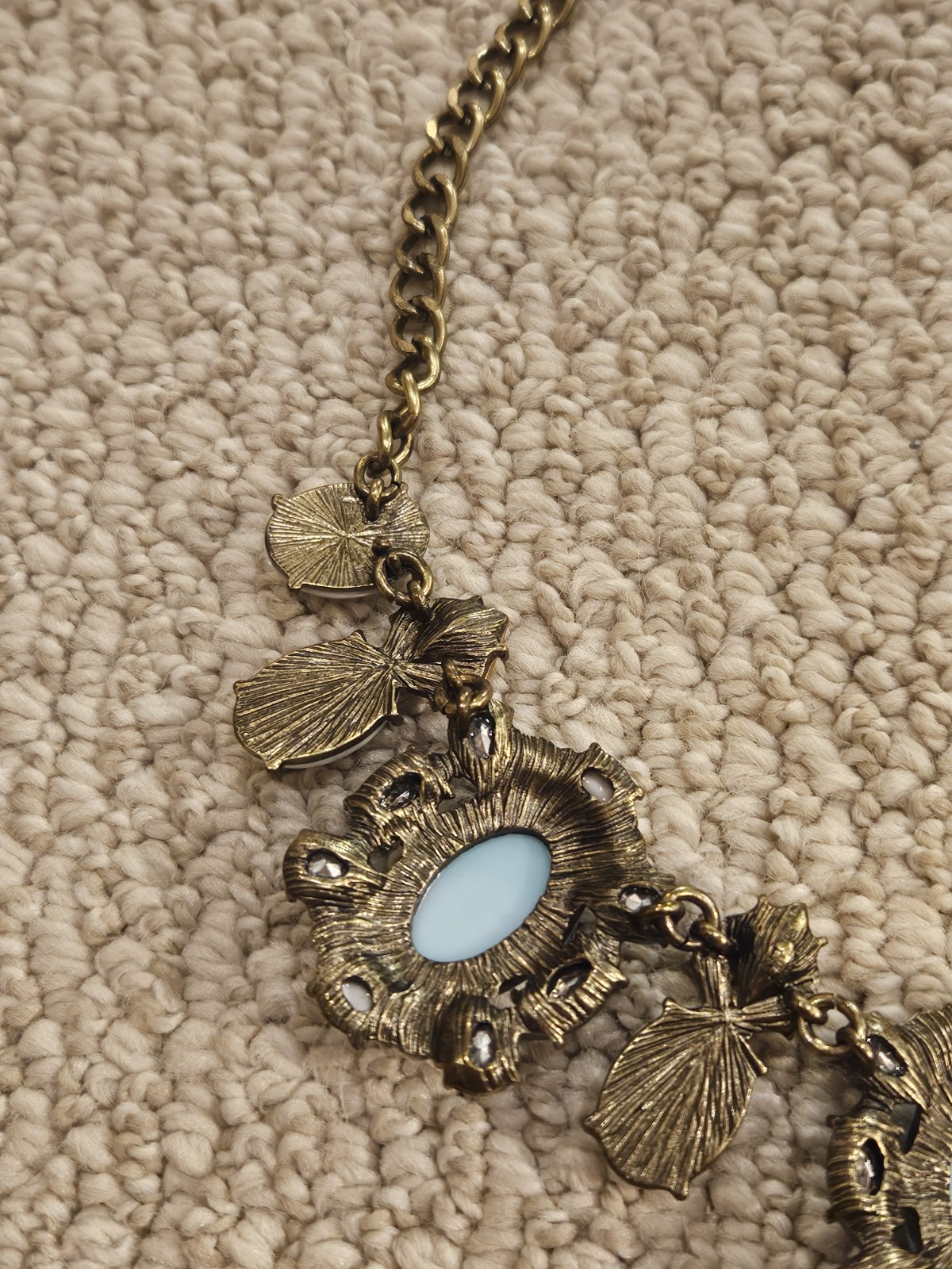 SUGARFIX Brass Blue White Bead Scoop Necklace