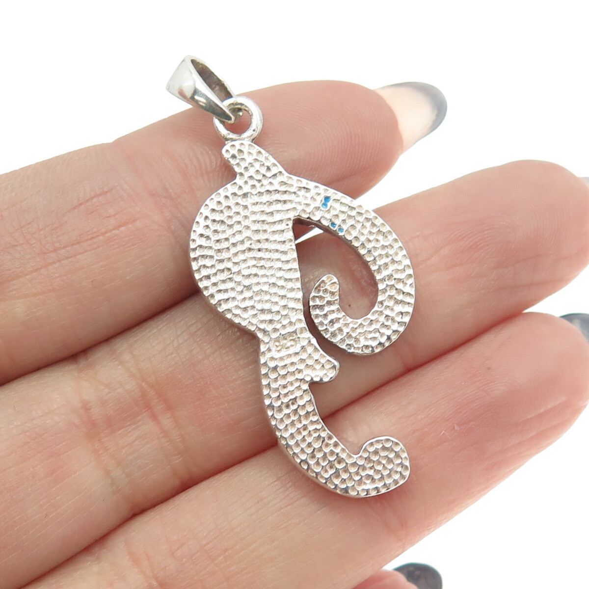 925 Sterling Silver Vintage Real MOP Inlay Letter “P” Initial Pendant
