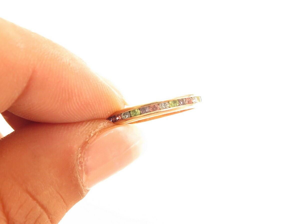 Vintage Channel Set Rhinestone 3mm Yellow Gold Plated Eternity Ring NOS