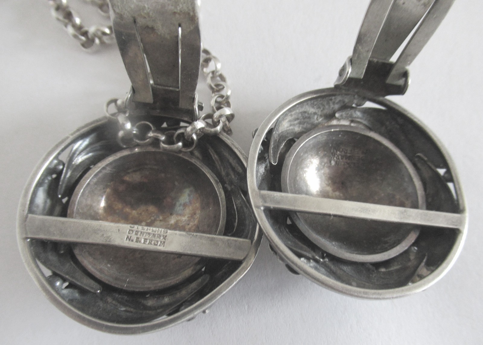 VINTAGE STERLING DENMARK N E FROM DENMARK DRESS CLIP , 1 3/8 INCHES, 12 GRAMS