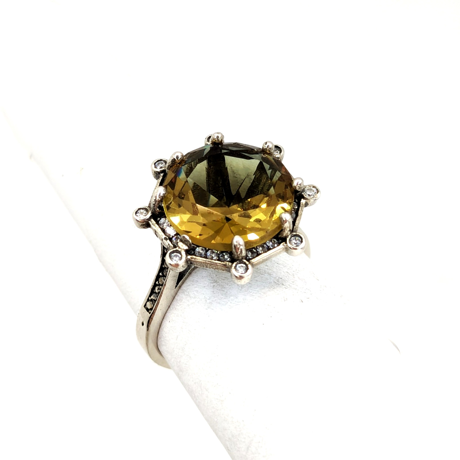 Vintage Luxury RING Silver 925 with Big Bright Stone -size: 7US (17.5mm) | #5