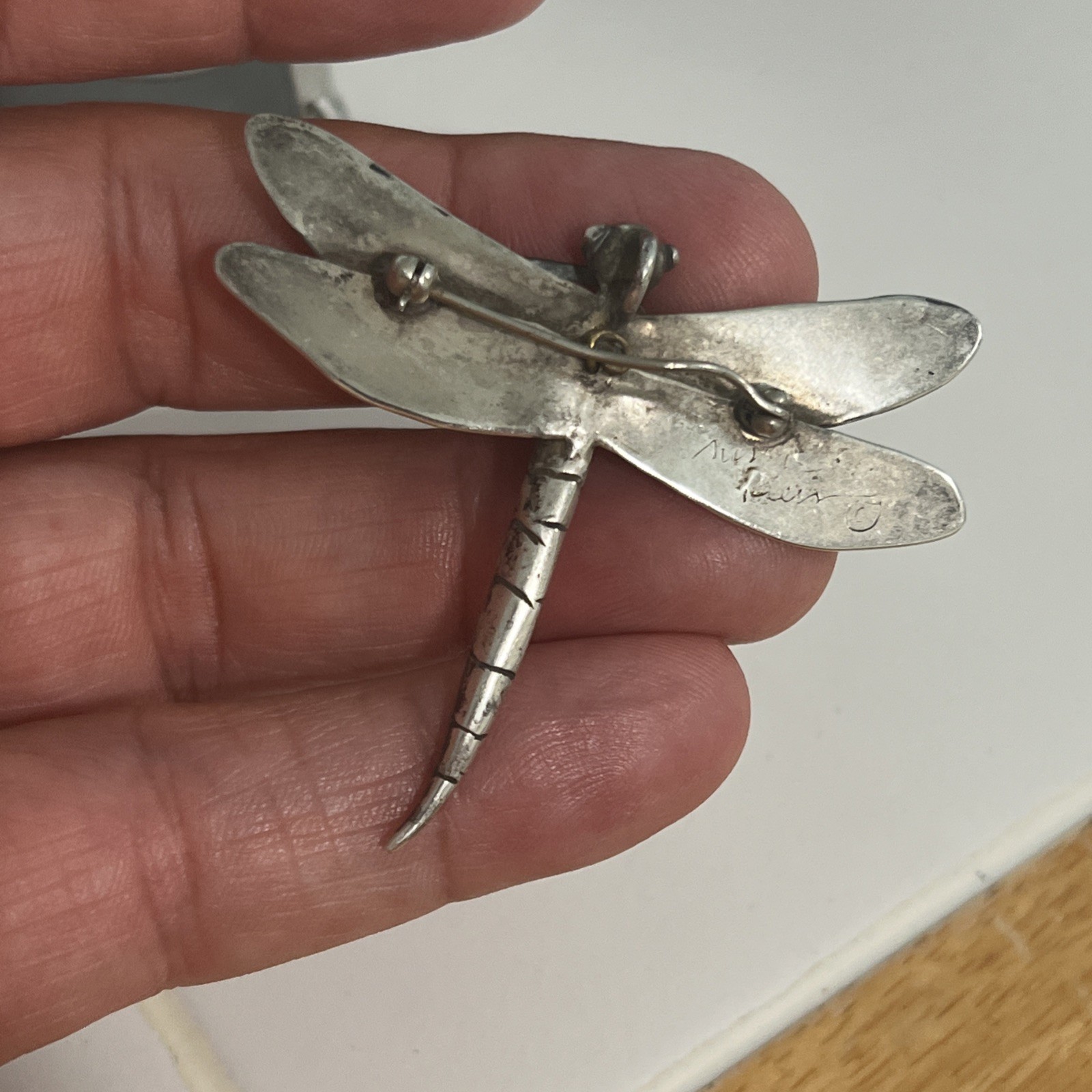 Modernist A. Klein Sterling Silver Dragonfly Brooch / Pin Art