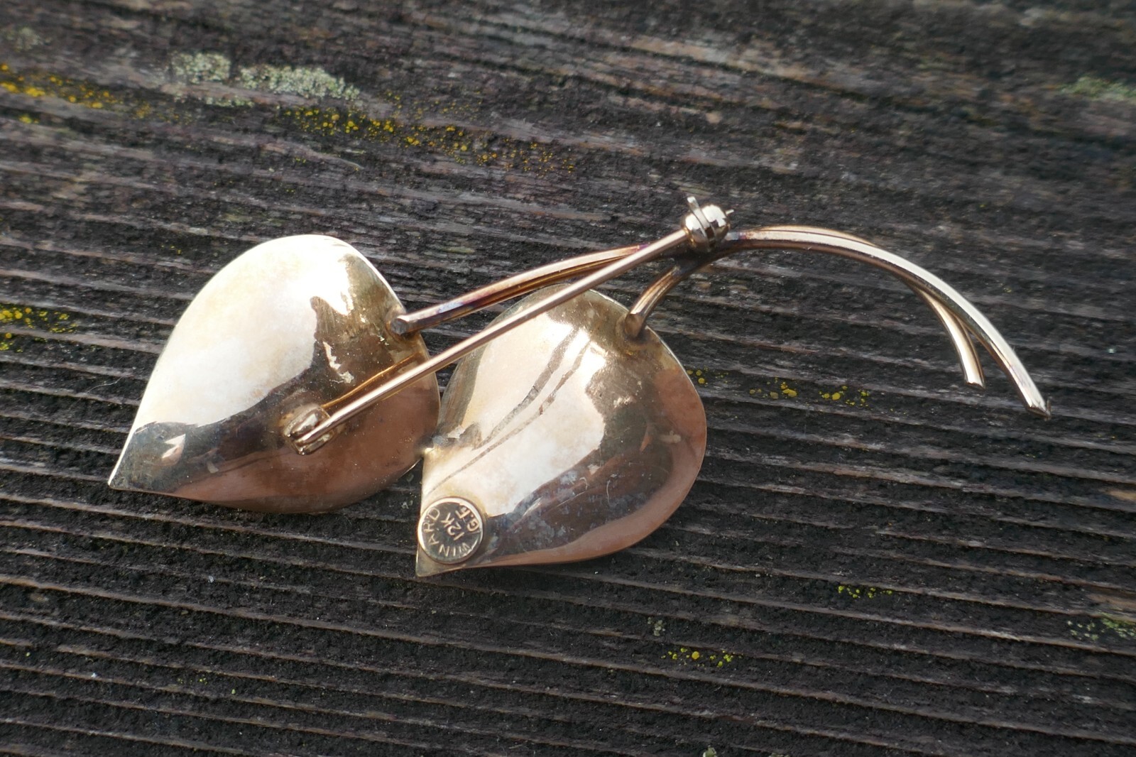 Vintage Winard 12k Yellow Gold Filled & 5.3mm Pearl Leaf Designed Brooch / Pin