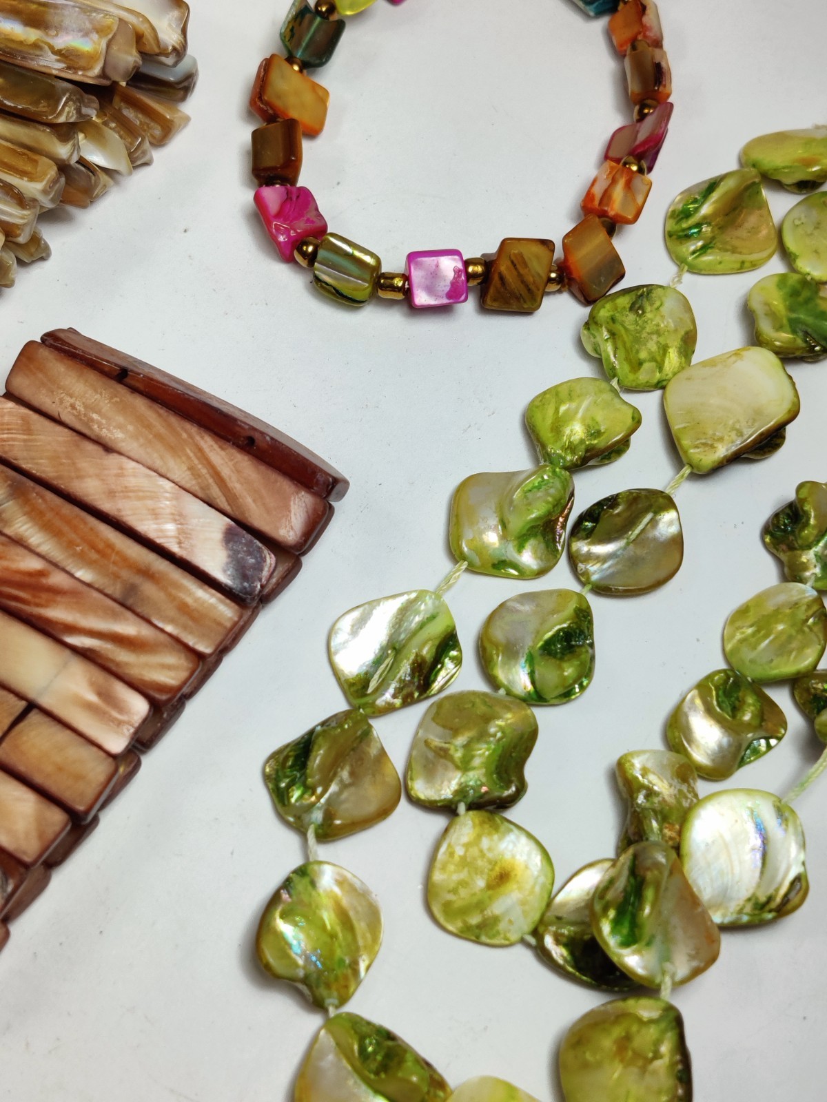 Vintage Mother of Pearl & Sea Shell Jewelry Lot | Natural Beach Necklace Set