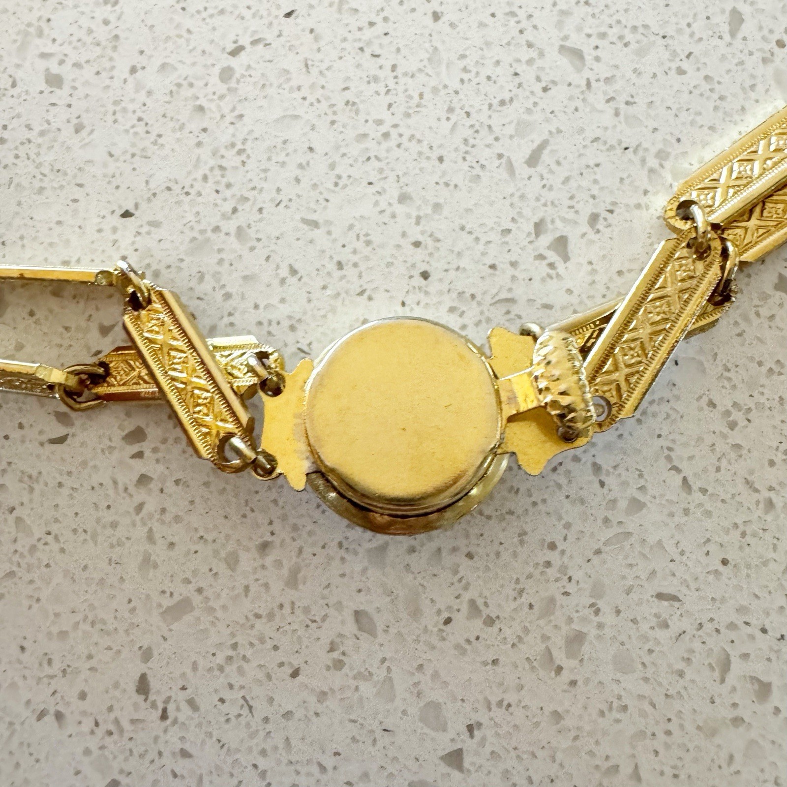 Vintage Gold Tone Plated Chain Link Textured Two Strand Necklace