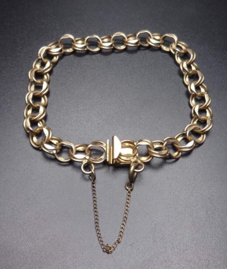 12K GOLD FILLED STARTER CHARM BRACELET CHAIN BRACELET 7″