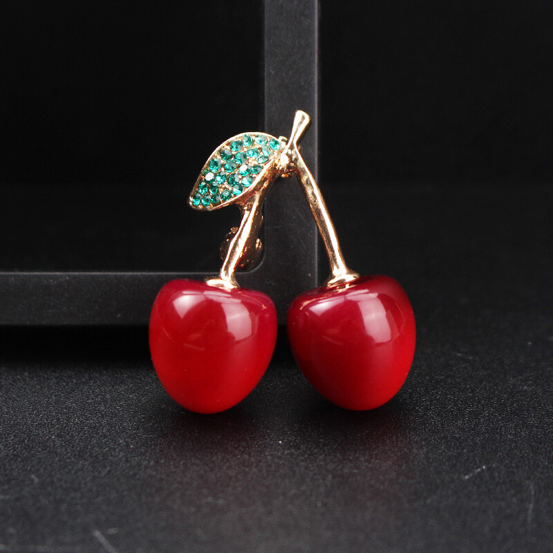 Cute Sweet Girl Simple Fashion Fruit Cherry Brooch Women Men Jewelry Gift