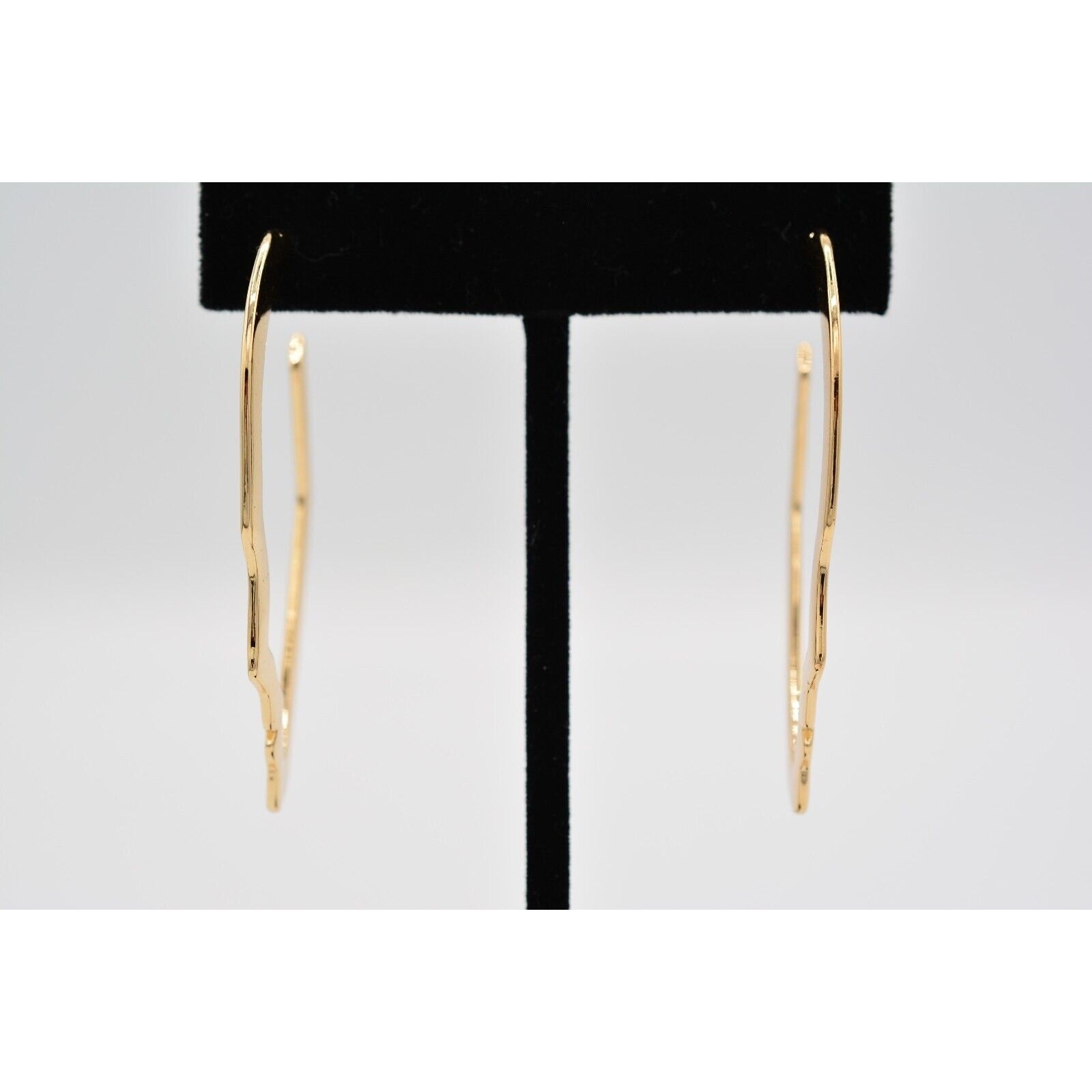 Vintage Drop Earrings Abstract Face Hoops Silhouette Gold Tone Dangle 1990s 9G