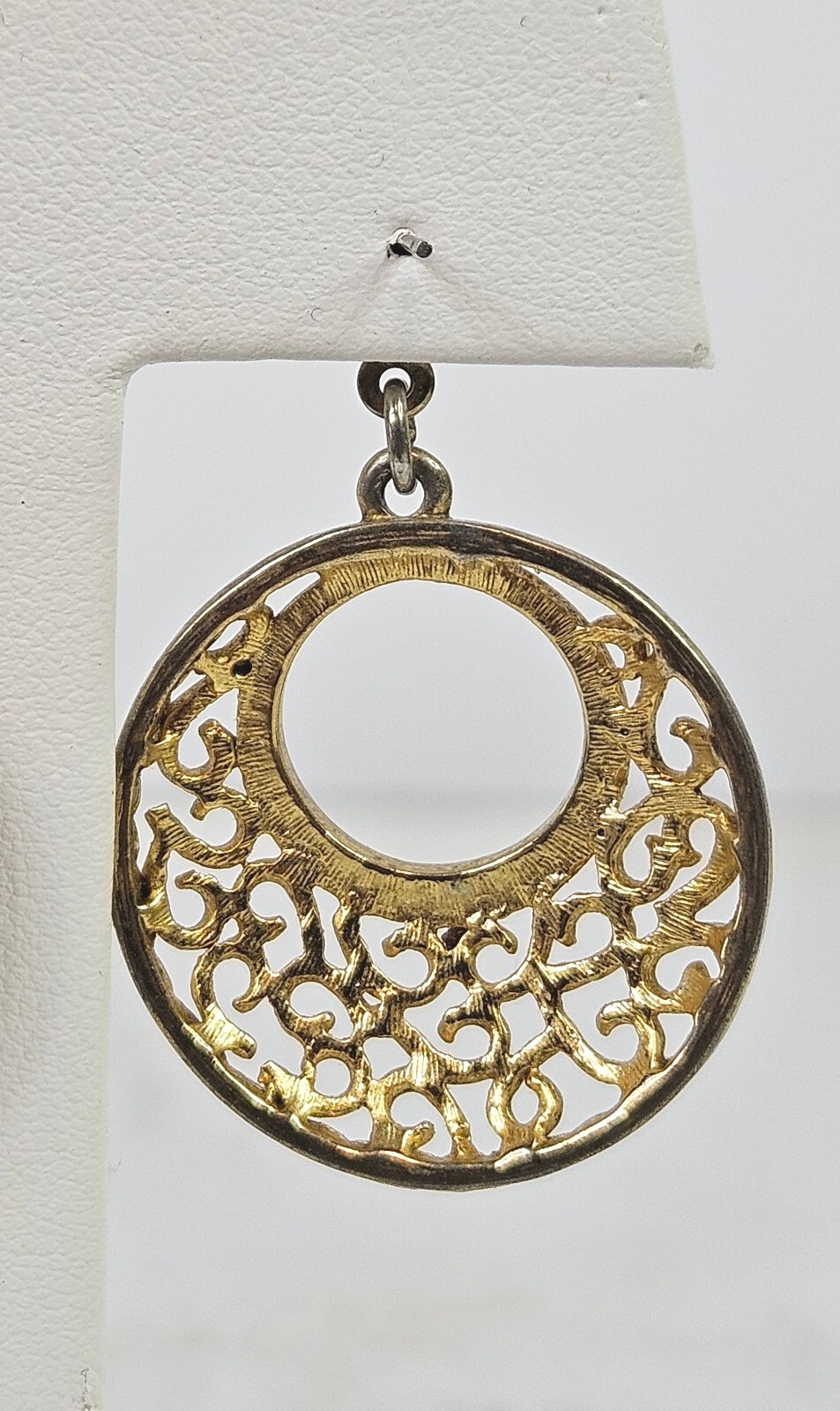 Vintage Filigree Hoop Dangle drop Earrings Gorgeous Gold tone