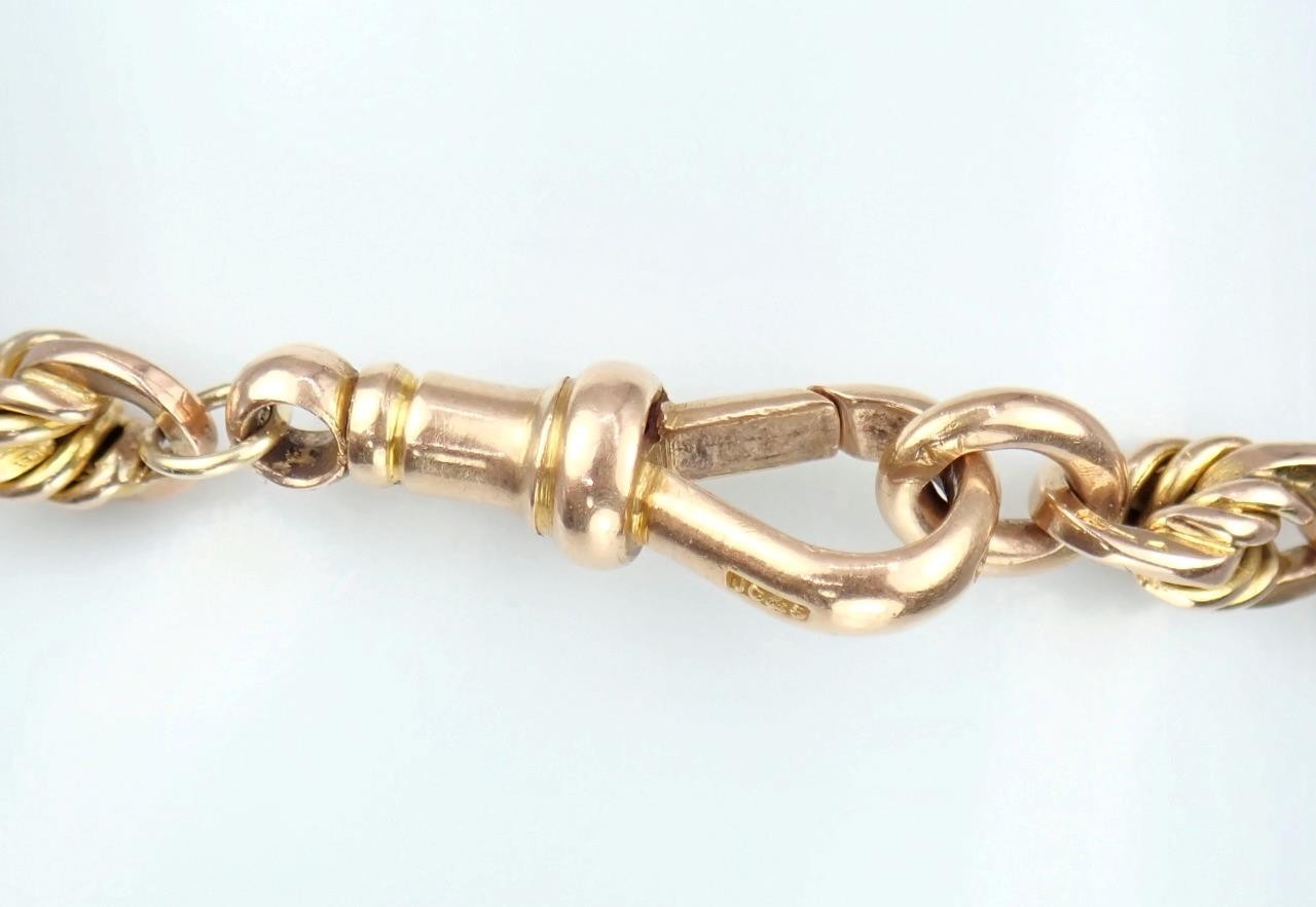 Pretty Antique Art Deco Solid 9K Rose Gold Belcher Chain Bracelet Dog Clip 21.6g