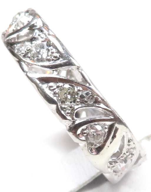 Antique Deco Unisex Diamond Eternity Wedding Band Plat Size 8.75 UK-R EGL USA
