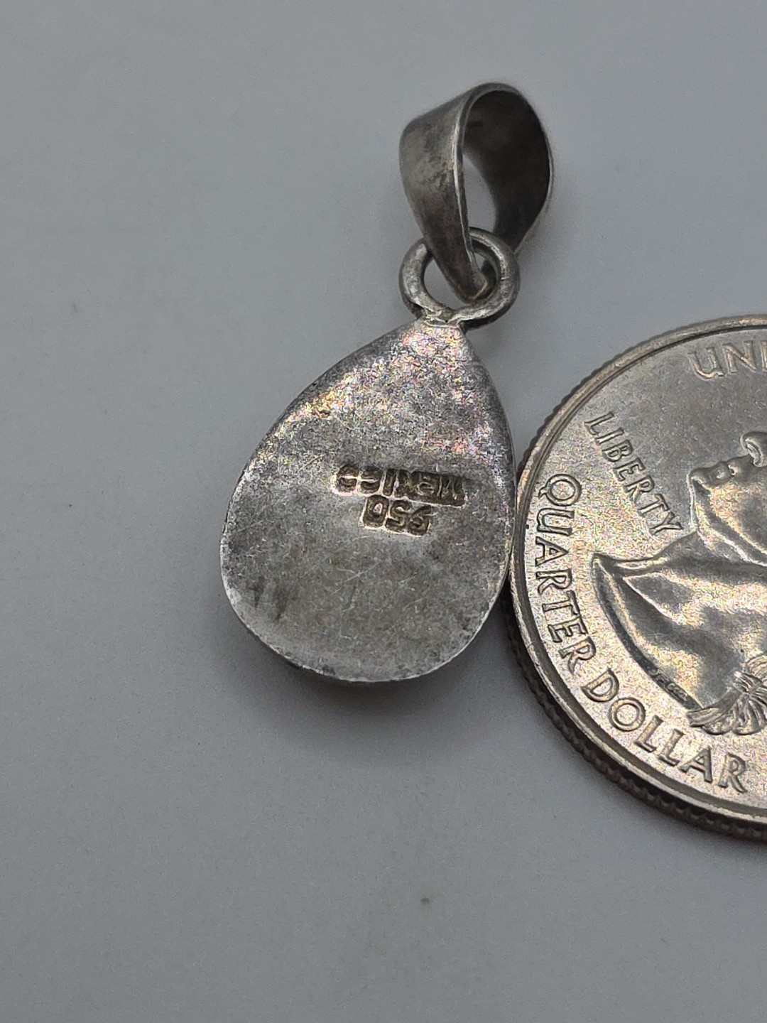 Vintage Silver 950 Mexico Blue Opal Pendant