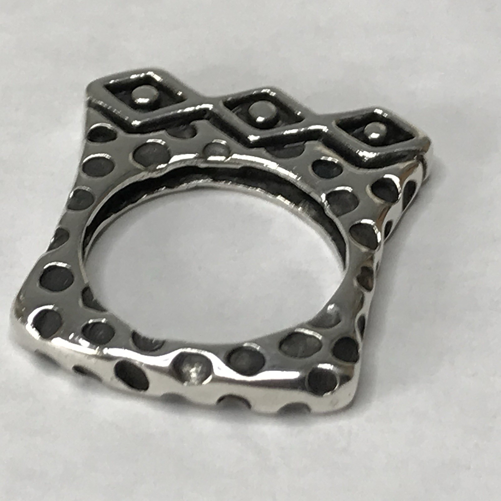 Dian Malouf Sterling Silver Zig Zag Dots Flat Ring Size 7.5 11.05g