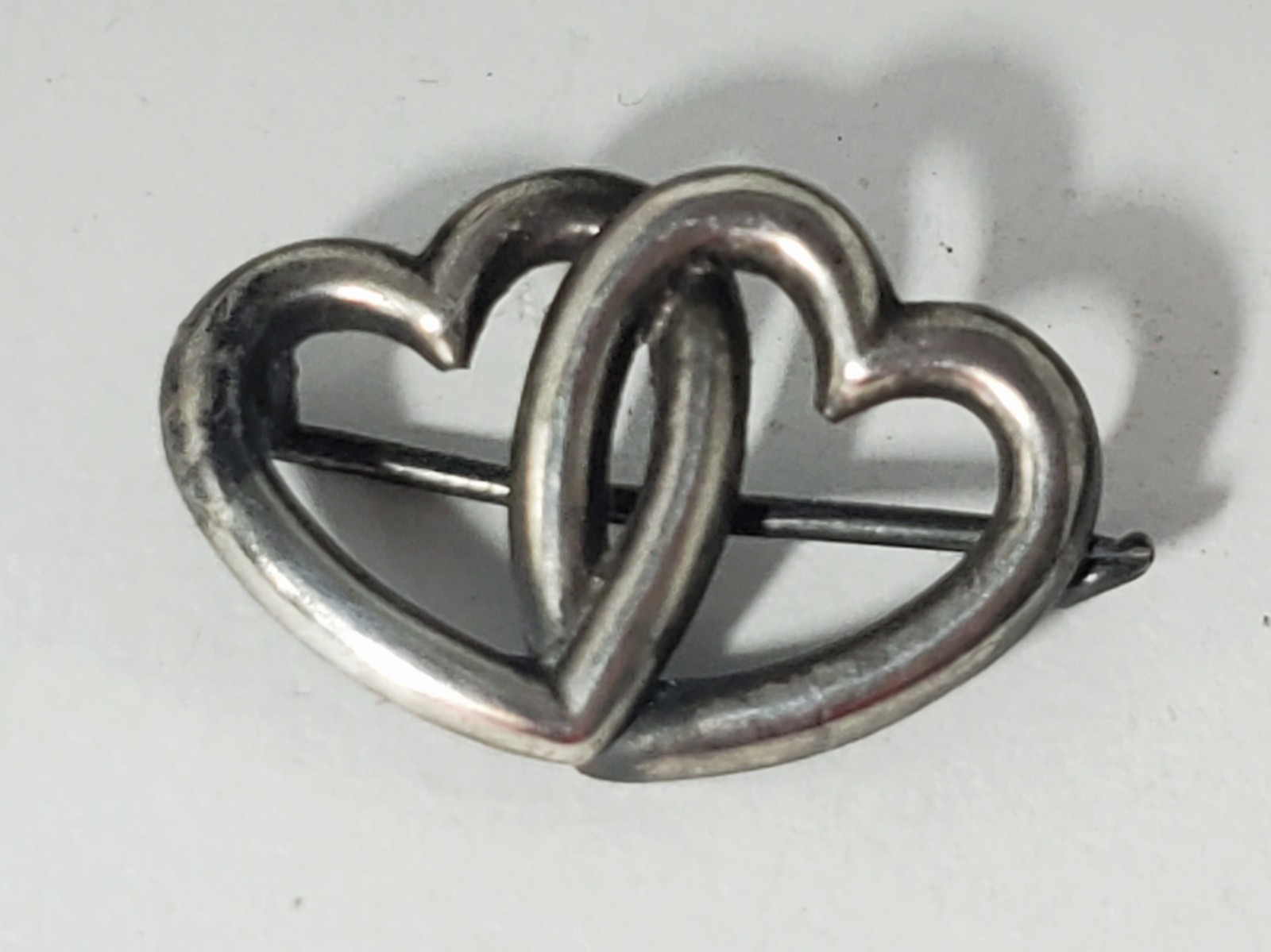 Antique Victorian Edwardian Sterling Dbl Hearts Pin Brooch Lot