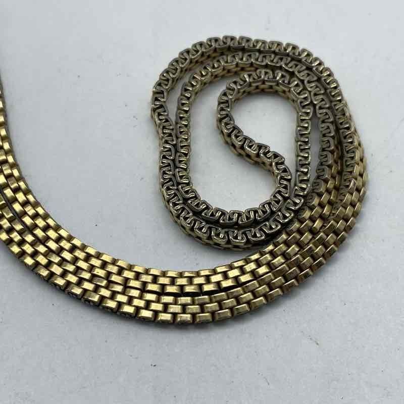 Vintage 12K Gold Filled Woven Mesh Chain Necklace 17″ 3.4mm Wide 1/20-12K