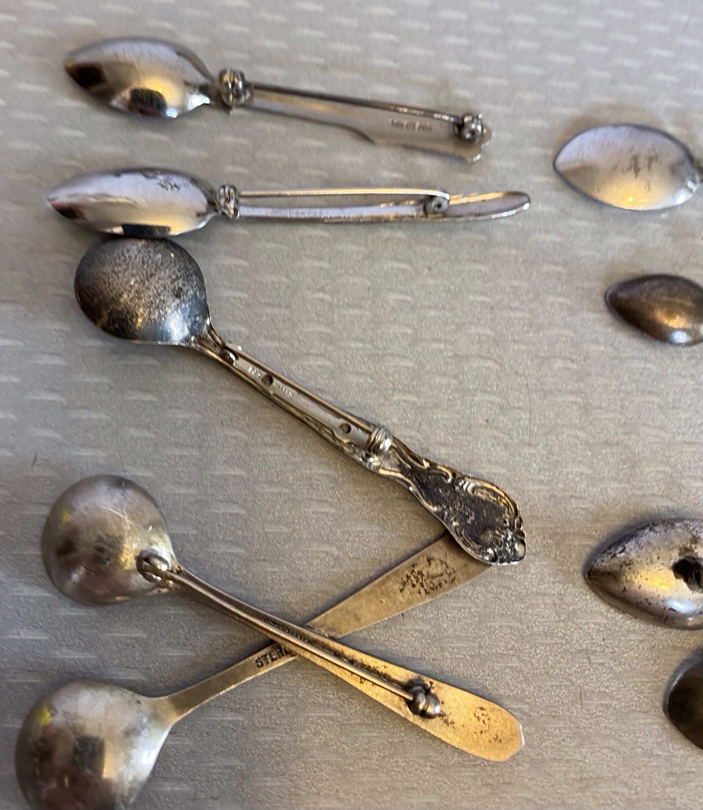 Estate Collection Sterling Silver Spoon Brooch Lot 12 Souvenir USN Yellowstone