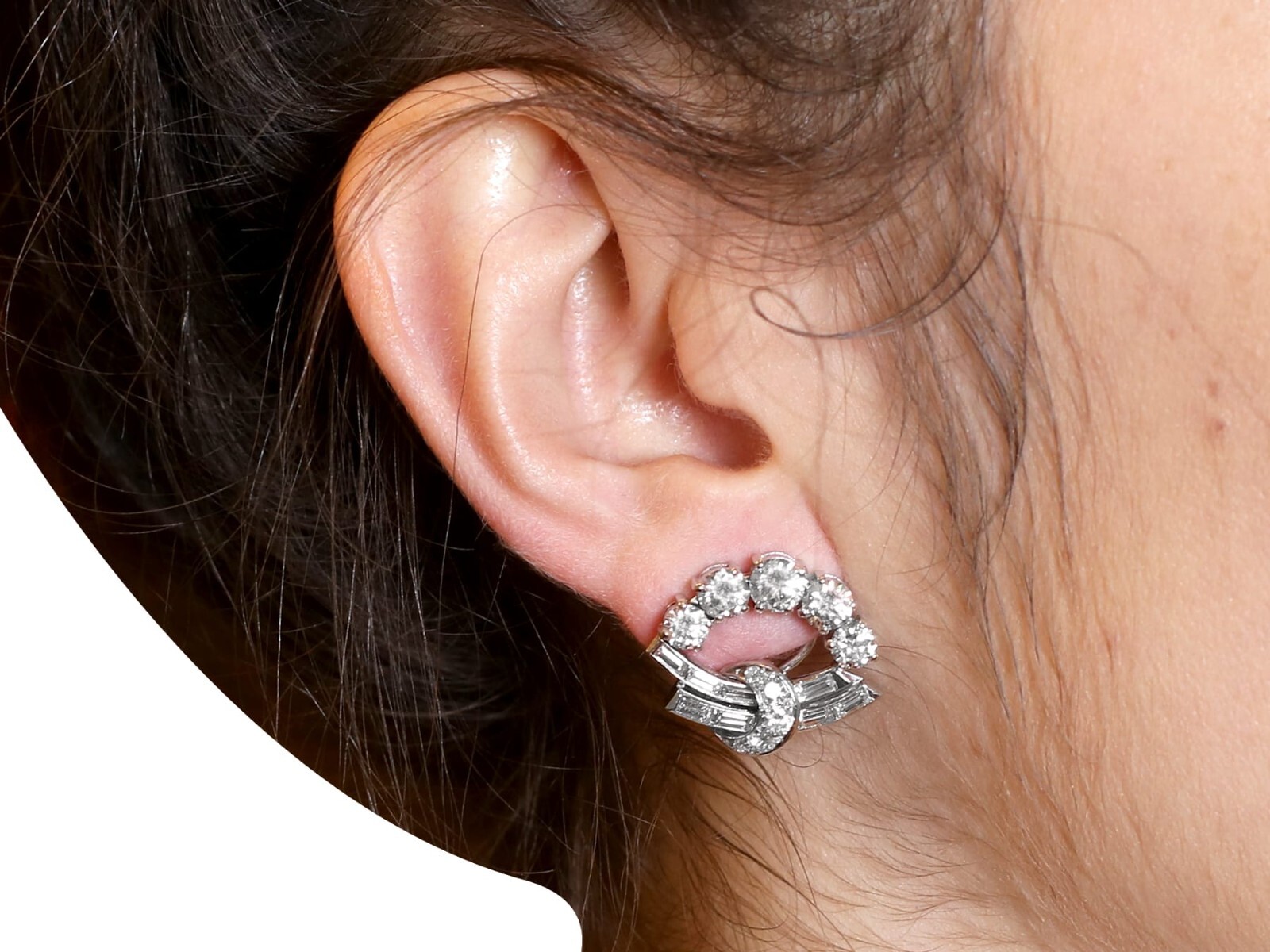 Antique 6.18Ct Diamond and Platinum Earrings Circa 1935