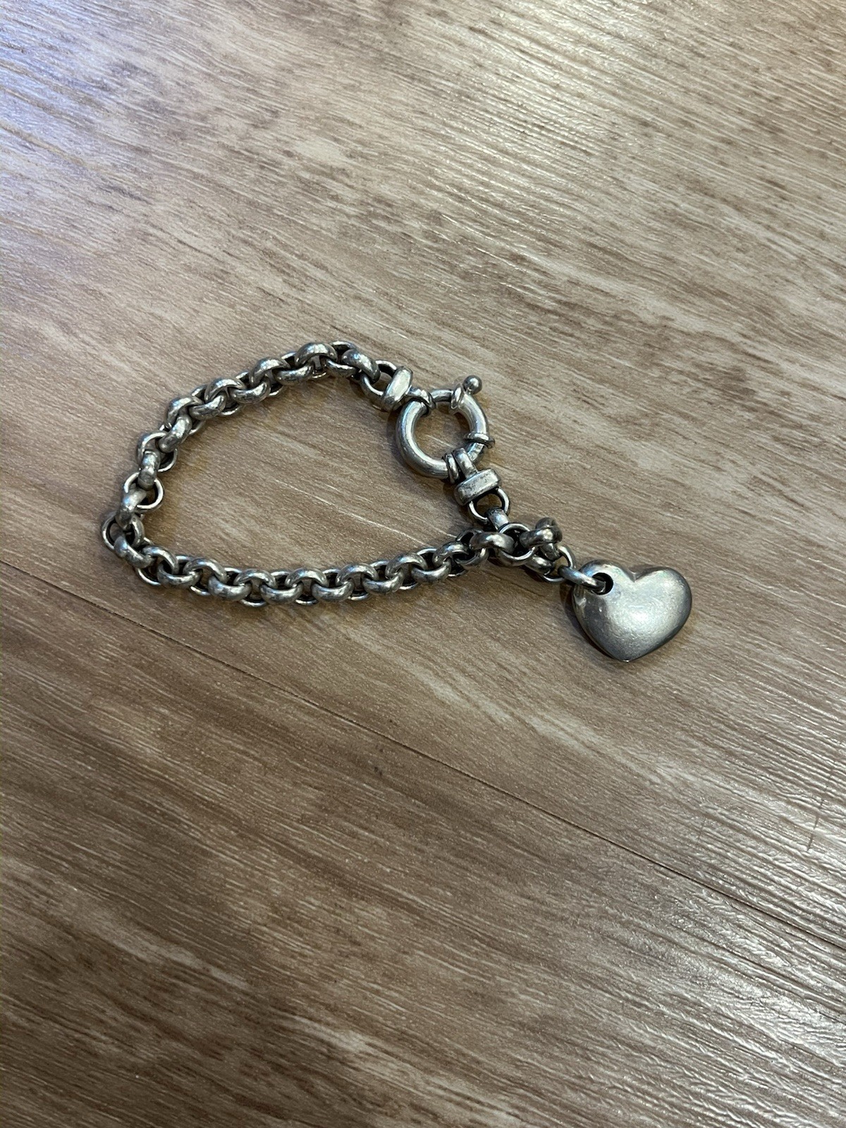 Vintage Milor Sterling Silver 925 Bracelet Puffy Heart Round Link Chain ~26.5g