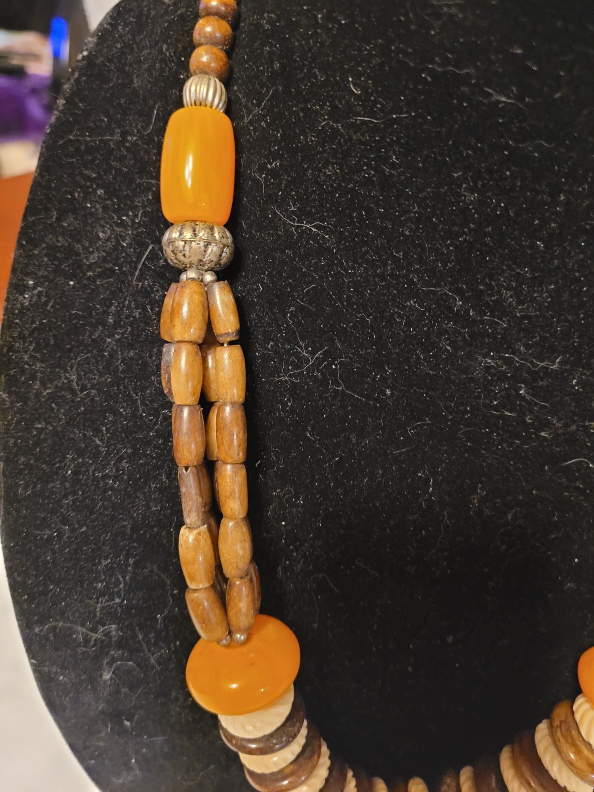 African Natural Horn Resin Metal Large Beads Queen Yellow Summer Necklace