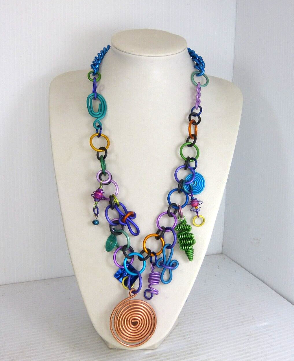 Vintage Multi Color Anodized Aluminum Necklace Estate Find ! Spada ??