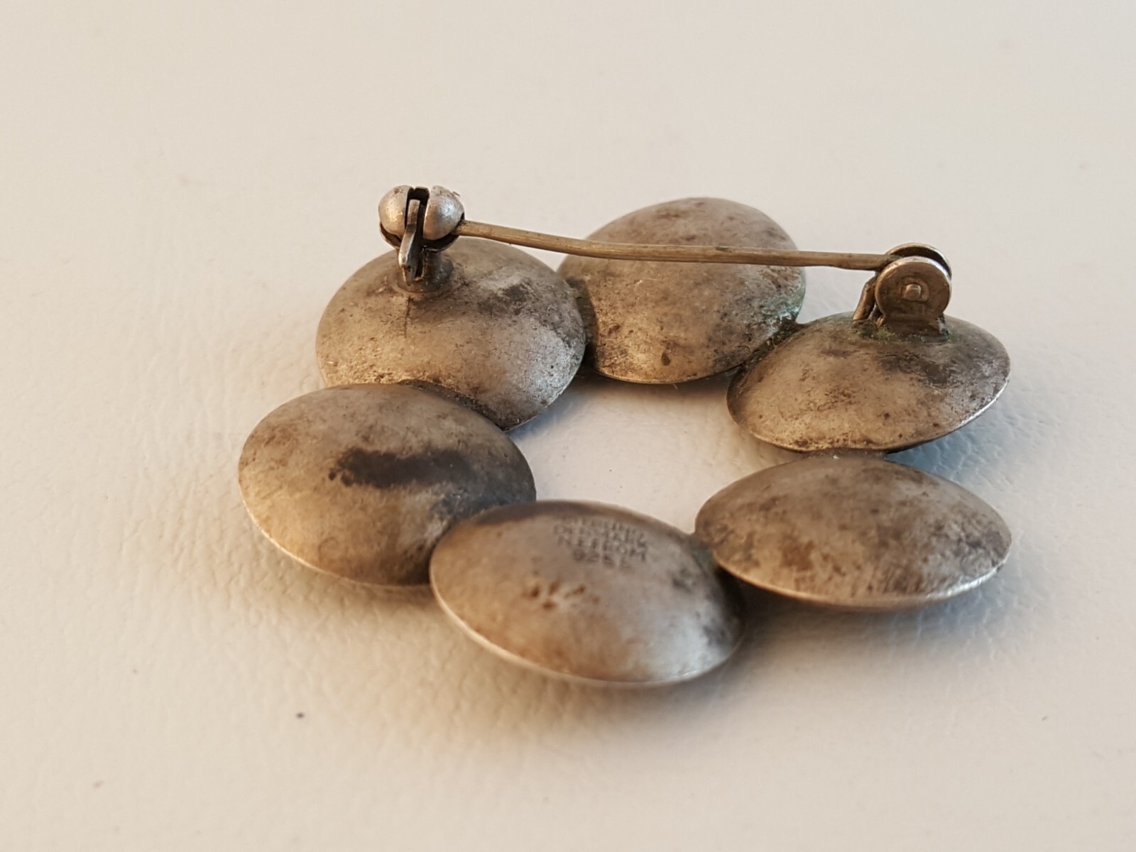 Vintage modernist sterling silver circular pin brooch N.E. From Denmark