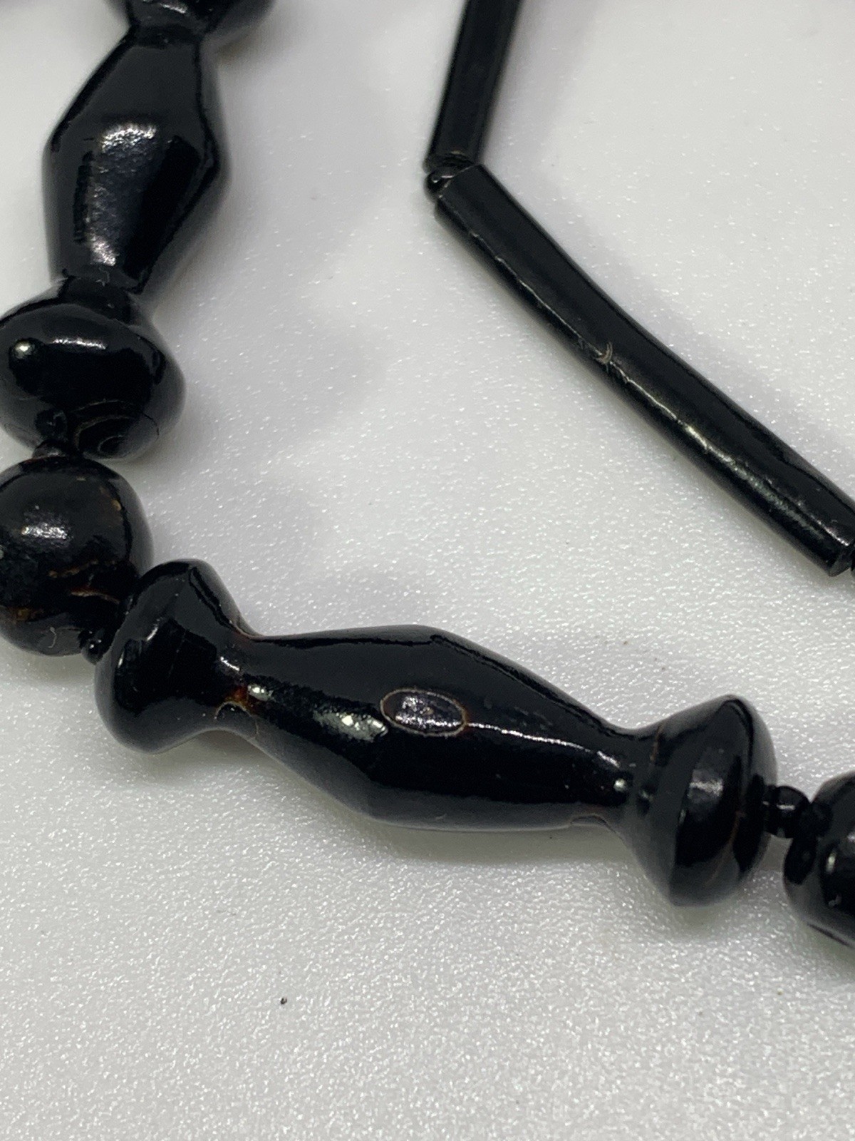 vintage genuine black coral round And elongated beads necklace