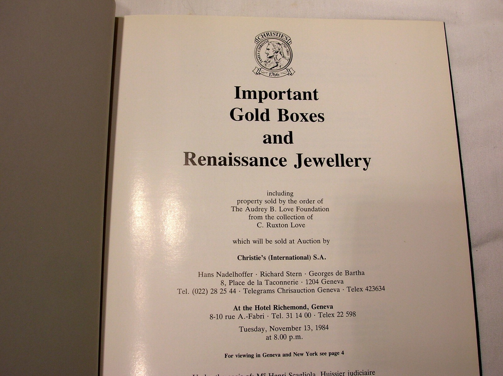 IMPORTANT GOLD BOXES AND RENAISSANCE JEWELRY, CHRISTIE’S AUCTION GENEVA 1984