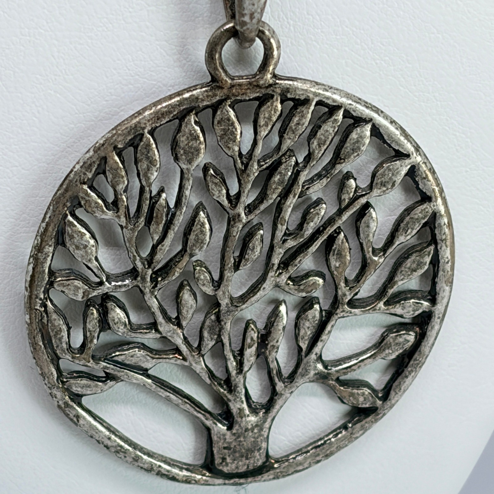 Vintage Necklace Vintage Tree of Life Silver Tone Pewter Boho Nature 18″ Earthy
