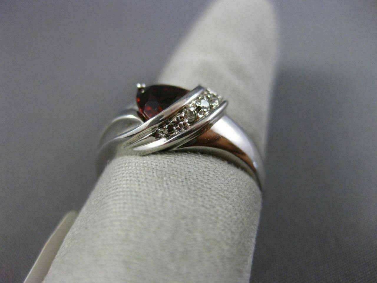 ESTATE 1.53CT DIAMOND & AAA TRILLION CUT GARNET 14KT WHITE GOLD 3D LOVE FUN RING