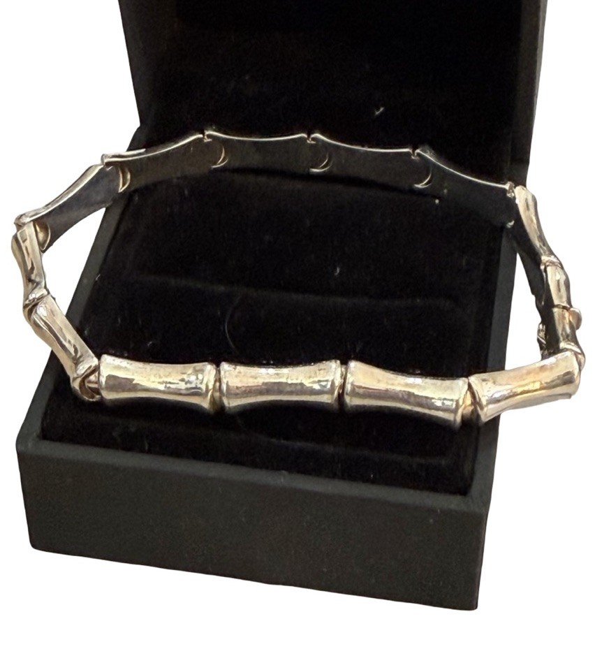 Vintage IBB 925 Sterling Silver Bamboo Link 6.75″ Bracelet 10.8 Grams ELEGANT