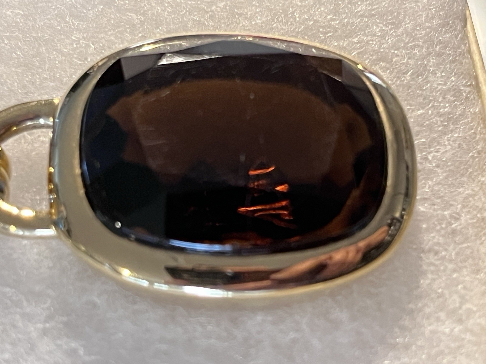 Joan Rivers Signature Pendant Necklace Large Amber Color Stone Cushion Cut