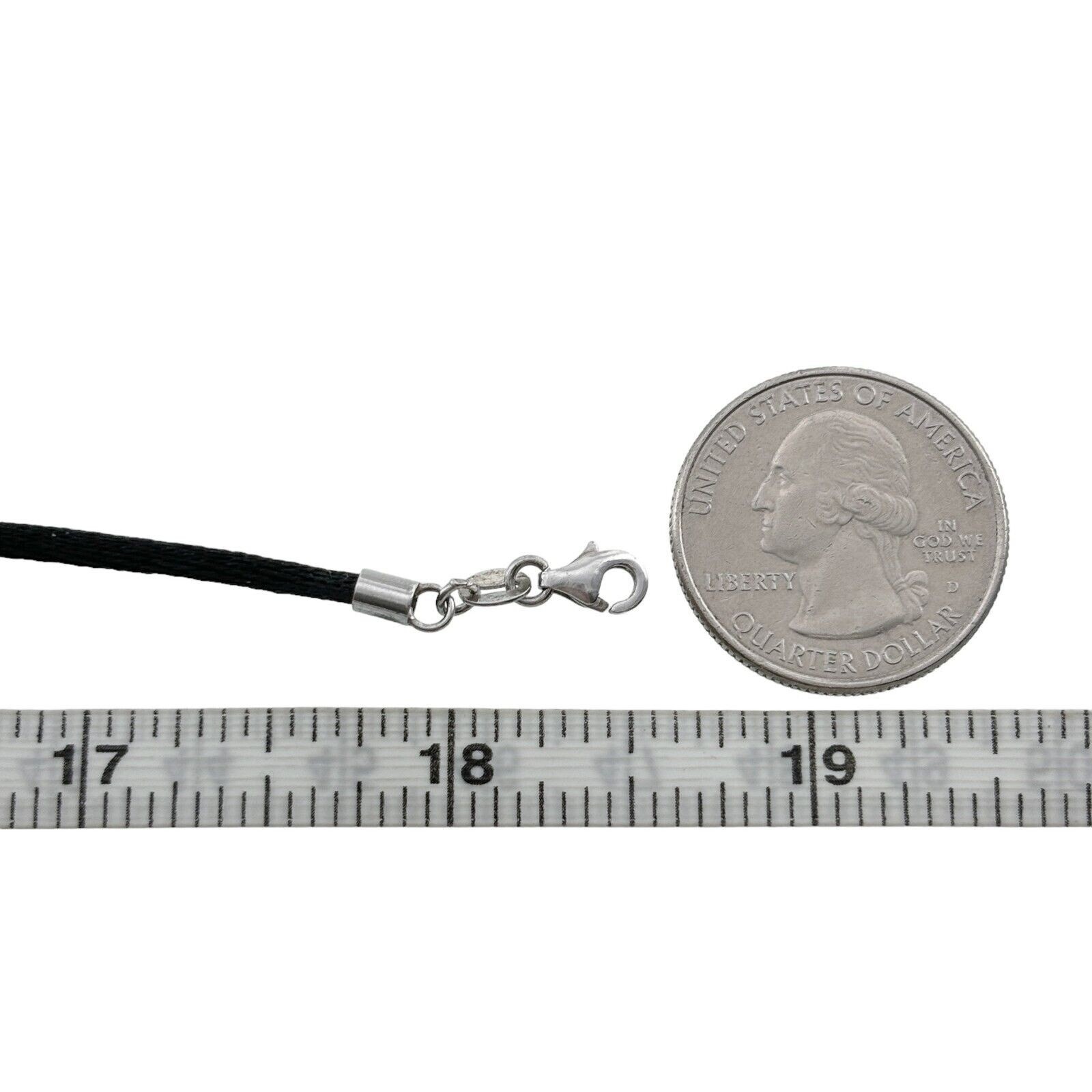 Vintage China Sterling Silver 925 3mm Black Corded Necklace 17.5″-18.5″